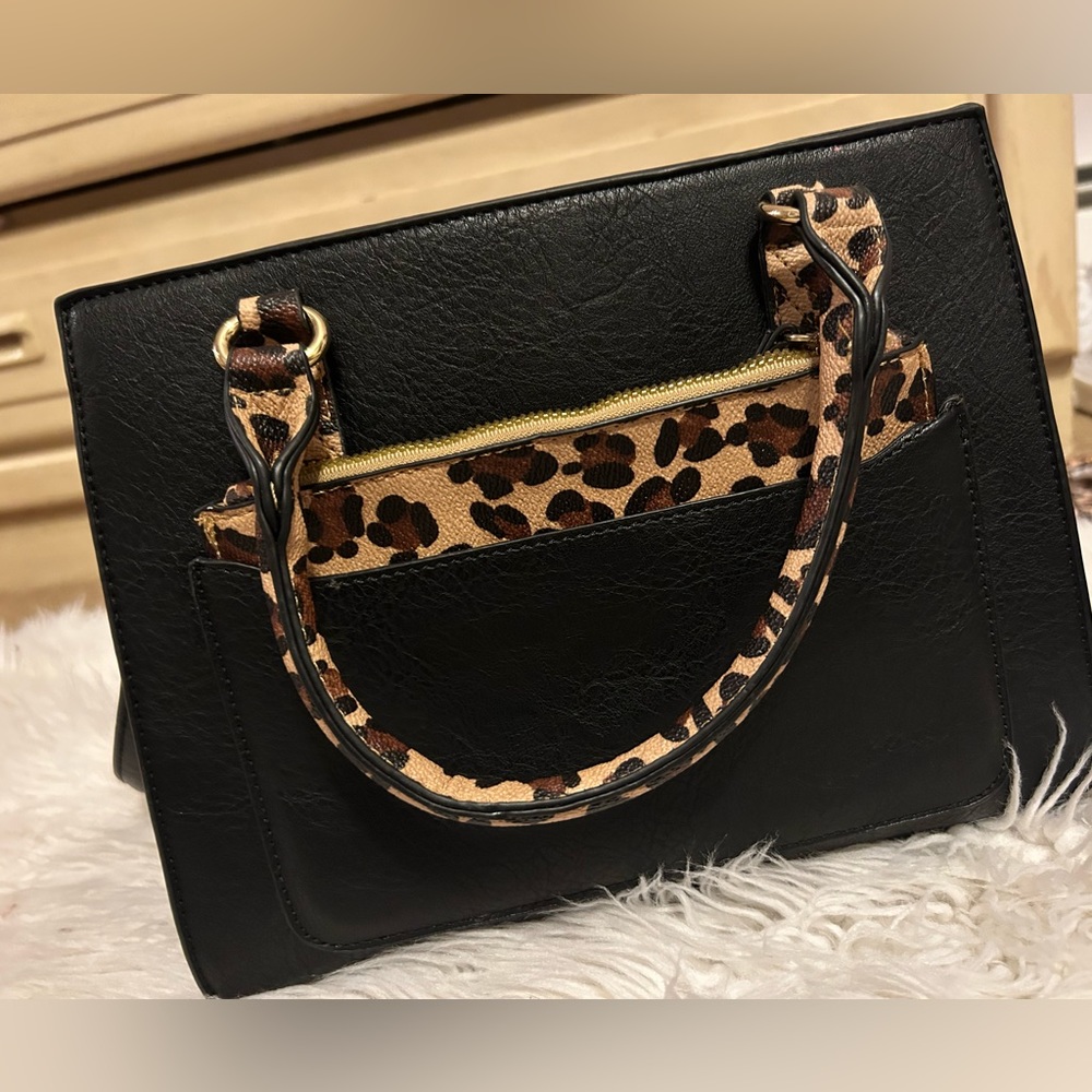 cheetah and black crossbody